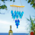 Blue Glass Sea Wind Chimes para fora